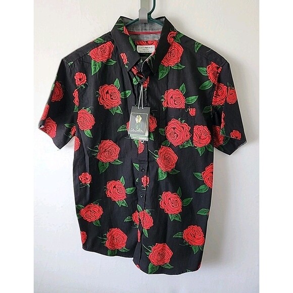 Eighth Avenue Other - NWT Eighth Avenue Men's Shirt Short-Sleeve Black Red Roses Medium